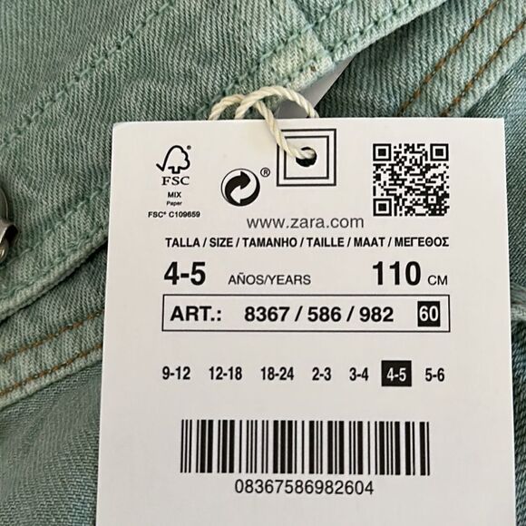 ZARA Kids | Sea Green | DENIM OVERALLS - Picture 8 of 8